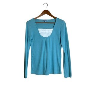 Jessica‎ blue long sleeve layered look shirt
